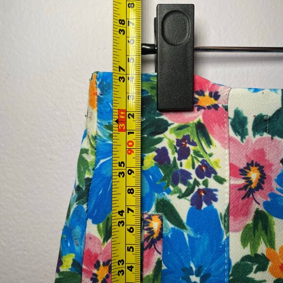 Zara Women size Large Colorful Floral High Waisted Trousers Dress Pants Pleated - Picture 8 of 11